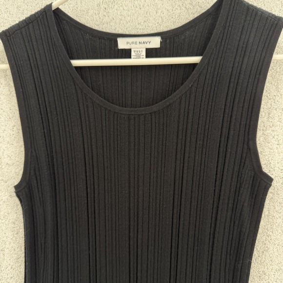 PURE NAVY Dress Womens Medium Black Ribbed Knit Sleeveless Scoop Neck Midi Tank - Picture 3 of 8